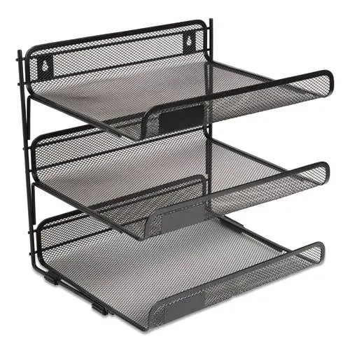 Side-load Open Design Wire Mesh Horizontal Document Organizer, 3 Secti