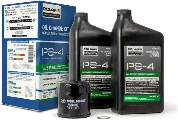 Polaris PS-4 5w-50 Full Synthetic Oil Change Kit