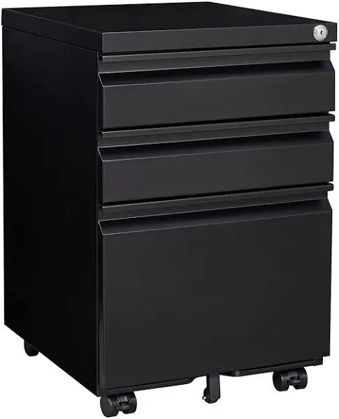 3 Drawer File Cabinet with Lock, Under Desk Metal Filing Cabinet, Lock