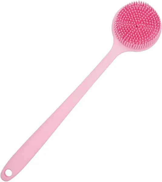 DNC Back Scrubber for Shower Soft Silicone Bath Body Brush with Long Handle