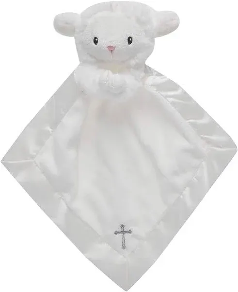 Baby Aspen Bedtime Blessings Lamb Lovie for Babies Security Blanket, Rattle, Newborn Baby Toy, White, 1 Count (Pack of 1)