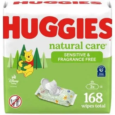 Huggies Natural Care Sensitive Fragrance Free Baby Wipes 6 Flip-Top Packs - 288 Count