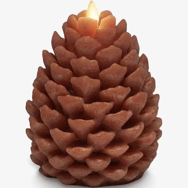 Luminara Pinecone Flameless Candle Adobe Chalky Finish Pine Cone Figural, Real Wax Unscented LED Candles, Battery Operated with Timer, Holiday Decoration (3.9" x 4.3")