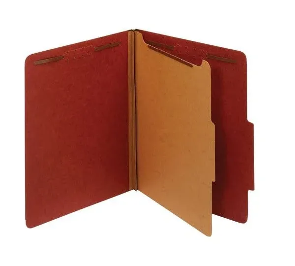 Universal Pressboard Classification Folder Letter Four-Section Red 10/Box