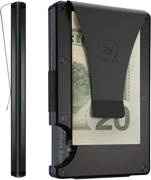 The Ridge Wallet Cash Strap Black Money Clip RFID Blocking Aluminum NEW