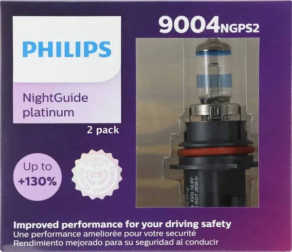 Philips Automotive Lighting 9004 NightGuide Platinum Upgrade Headlight Bulb, Pack of 2