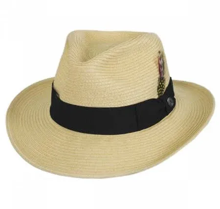 Jaxon Hats Summer C-Crown Toyo Straw Fedora Hat - Natural / M