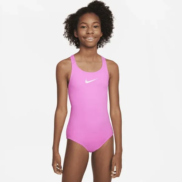 Nike Essential Big Kids&#039; (Girls&#039;) Racerback 1-Piece Swimsuit Size XL Pink Spell