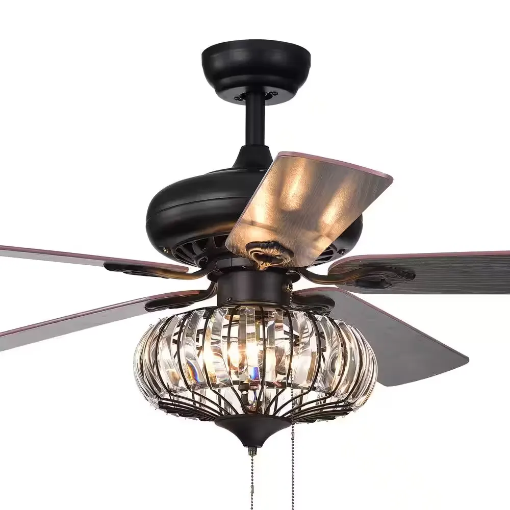 Warehouse of Tiffany 52 in. Indoor Chrysaor Matte Black Pull Chain Ceiling Fan with Light Kit CFL8306