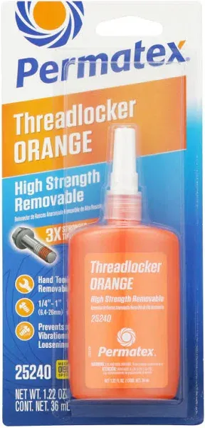 Permatex High Strength Removable Threadlocker Orange 36 ml Hybrid Formula (25240)