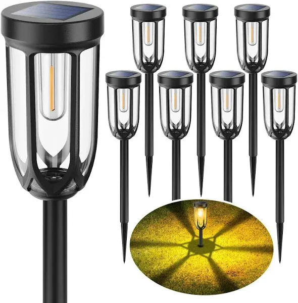 Solar Pathway Lights Outdoor 8 Pack, Bright Solar Lights Outdoor Black-8P