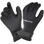 XUKER Water Gloves, 3mm & 5mm Neoprene Five Finger Warm Wetsuit Winter Gloves for Scuba Diving Snorkeling Paddling Surfing Kayaking Canoeing