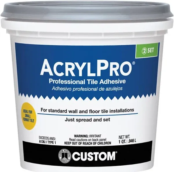 Custom Building Products #ARL4000QT AcrylPro Professional Tile Adhesive ~ 2-Pack ~ 2 Quarts Total