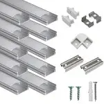 U-Shape LED Aluminum Profile 10-Pack - Easy Install Milky Cover &amp; Clips Included