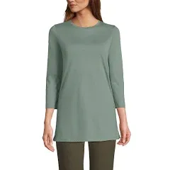 Lands' End Women's 3/4 Sleeve Supima Cotton Crewneck Tunic