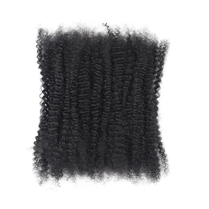 16 Inch Afro Kinky Curly Human Hair Bulk for Permanent Micro Locs/Twists/Braids/Repair Locs Afro Kinky Curly Bulk Human Hair Nature Black Color (1B, 16inch-50g/pack)