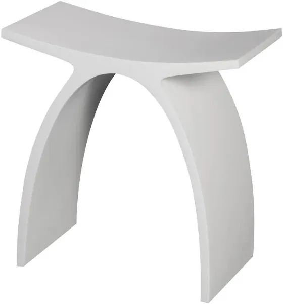 ALFI Brand ABST77 Arched White Matte Solid Surface Resin Bathroom / Shower Stool