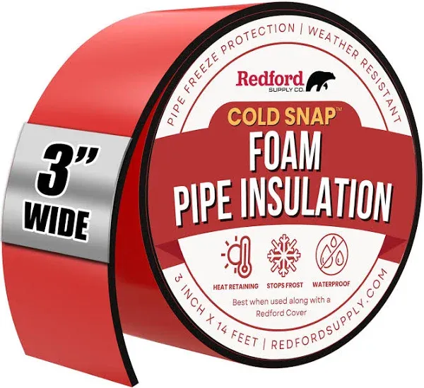 Redford Supply Co. 2in x 14ft AC Insulation Tape, AC Line Insulation Wrap, AC Tape, AC Hose Insulation, HVAC Tape, Pipe Wrap Insulation Tape, Foam Tape Outdoor Pipe Tape, Rubber Tape