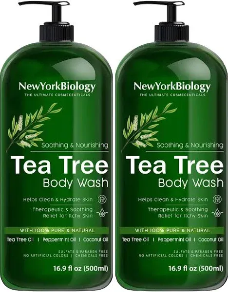 New York Biology Tea Tree Body Wash for Men and Women Moisturizing Body Wash Helps Soothe Itchy Skin