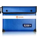 SPVIOQI Upgraded 5200°F Fireproof Document Bag - with Heat Insulated, Waterproof Fireproof Bag with Zipper/Reflective Strip, 8 Layers of