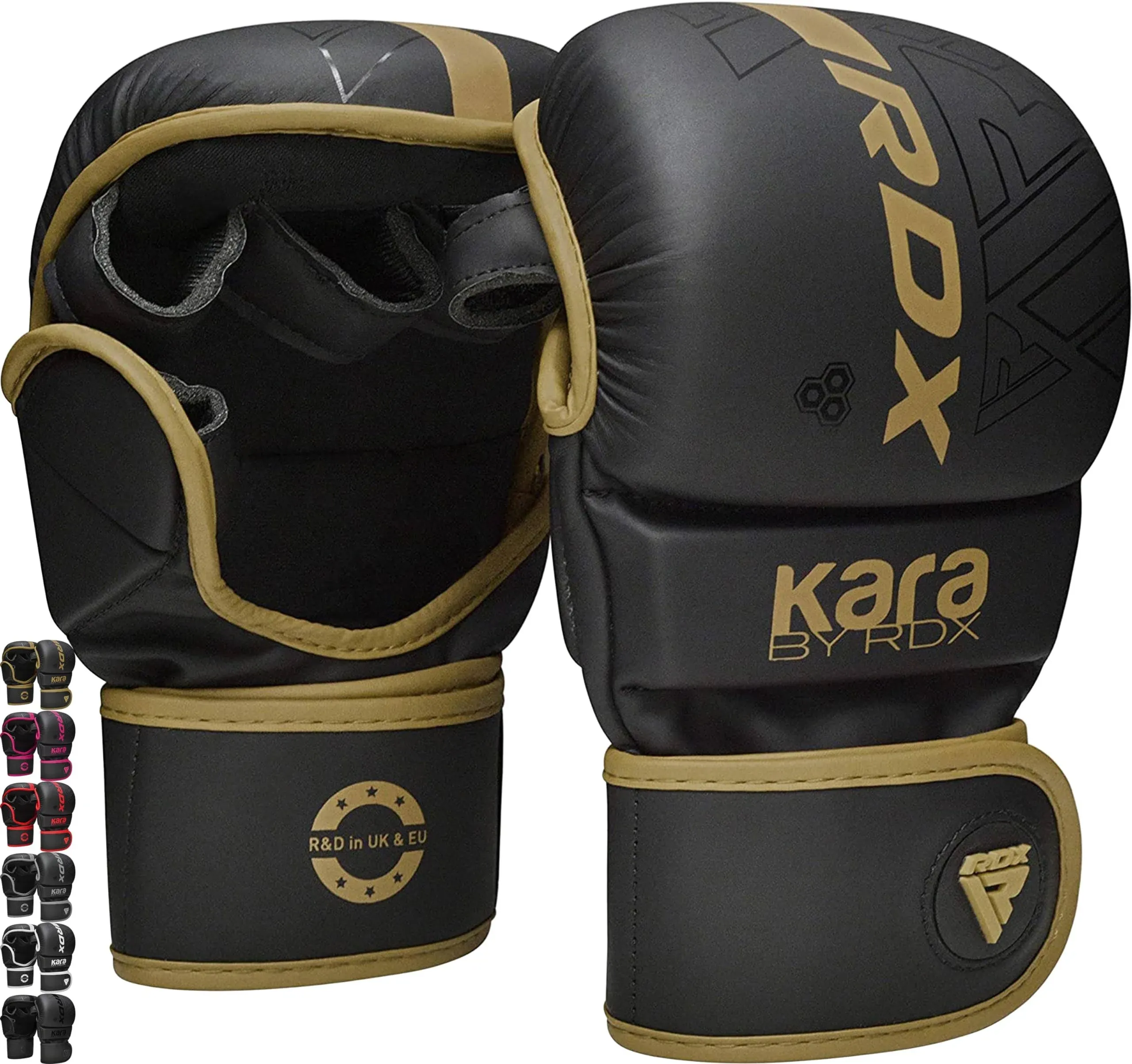 RDX MMA Gloves Sparring Grappling, Hybrid Open Palm Martial Arts Mitts Men Women, Maya Hide Leather Wrist Support, Cage Fighting Combat Sports