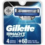 Gillette 4 Count Mach3 Turbo Cartridges