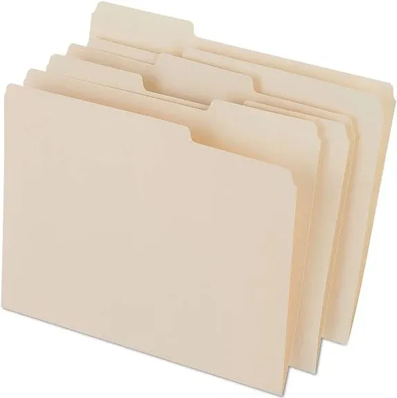 Staples Heavyweight File Folder, 1/3 Cut Tab, Letter Size, Manila, 50/Box (744100)