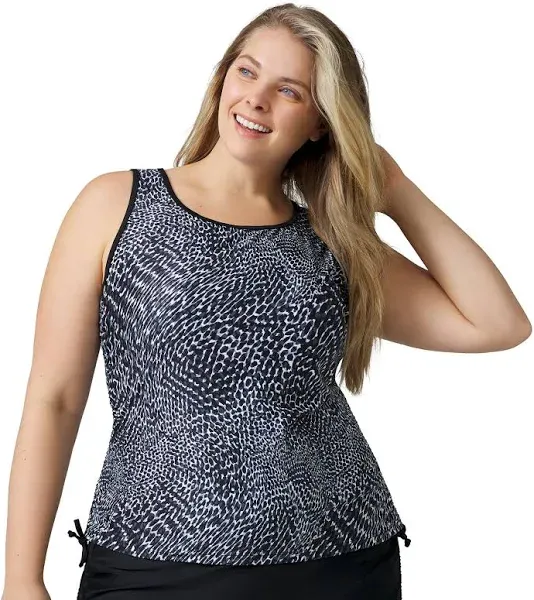 Free Country Women's Plus Size Full Side Shirring Tankini Top