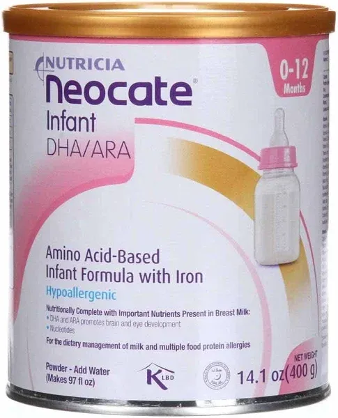 Nutricia Neocate Infant DHA/ARA, Amino Acid Based with Iron Powdered Infant Formula Unflavored, 0-12 Months - 14.1 oz