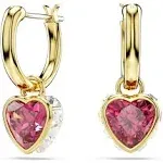 Swarovski Chroma drop earrings, Heart, Red, Gold-tone plated