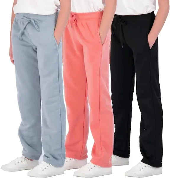 Real Essentials Girls' Open Bottom Sweatpants