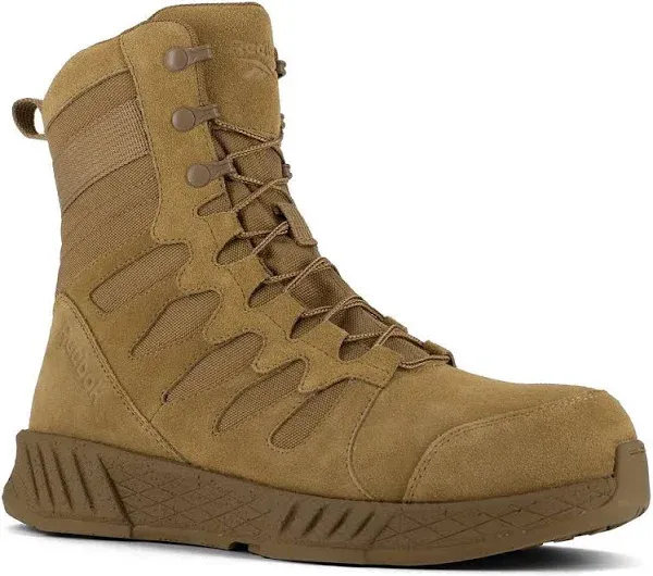 Reebok Work Mens RB4365 Floatride Energy Military & Tactical 8" Soft Toe Boot Coyote