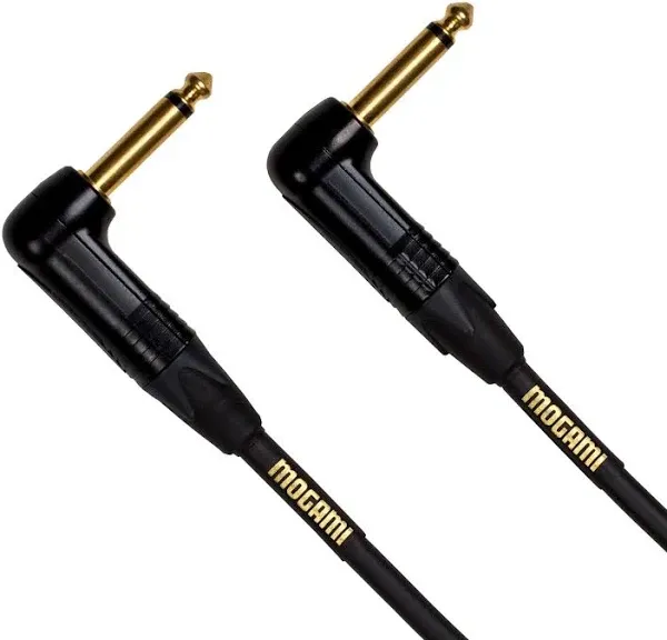 Mogami Gold Instrument Right-Angle 1/4" TS Pedal Cable (6') | Reverb