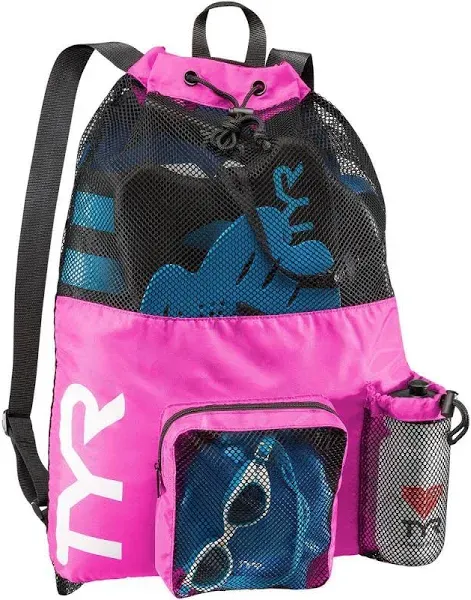 Big Mesh Mummy Backpack For Wet Swimming, Gym, and Workout Gear , Pink