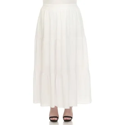 Plus Size Pleated Tiered Maxi Skirt