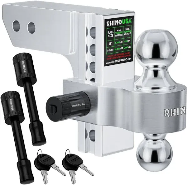 Rhino USA RG-HTDROP28-SV<wbr/>R - 8In Heavy Duty Drop Hitch  2In Silver