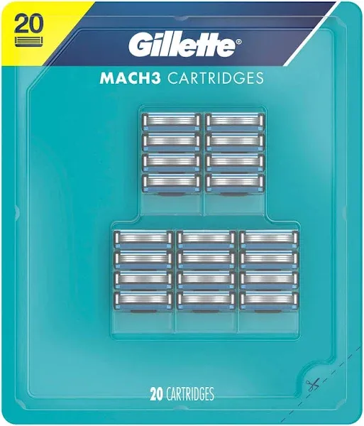 Mens Gillette MACH3 Refills Razor Blades - 12 Cartridges Open Packaging