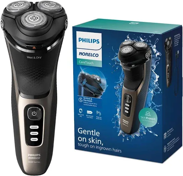 Philips Norelco CareTouch Electric Shaver Wet & Dry Pop-Up Trimmer S3242/90