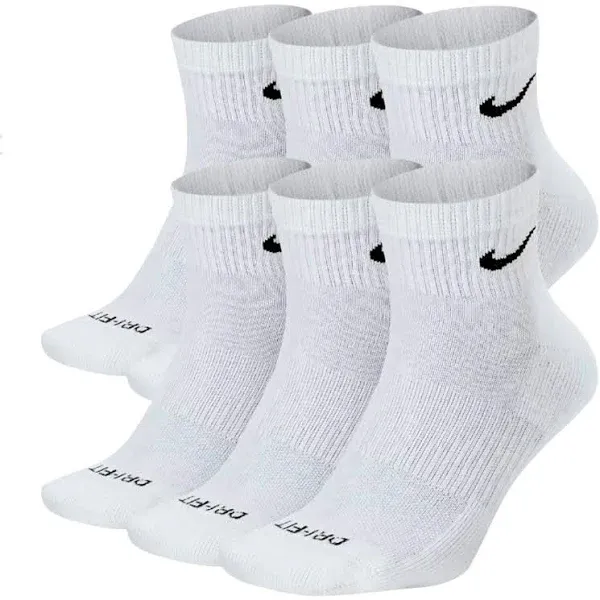 Shop NIKE Plus Cushion Socks (6-Pair) (M (Men's 6-8 / Women's 6-10), Ankle(Quarter) White) | TrueGether