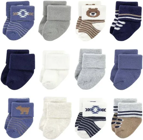 Hudson Baby Baby Boys' Cotton Rich Newborn and Terry Socks