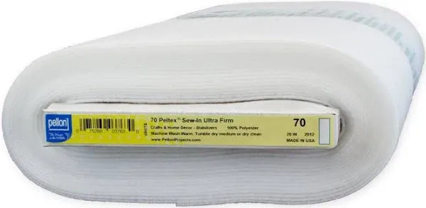 Pellon Peltex Ultra Firm Sew-In Stabilizer-White 20"X10yd