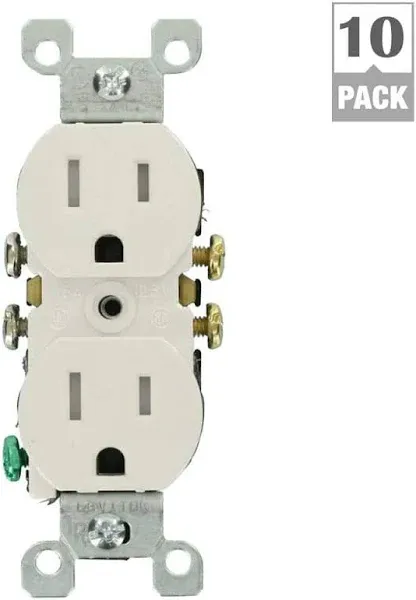 15 Amp Tamper-Resista<wbr/>nt Duplex Outlet (10-Pack) - White