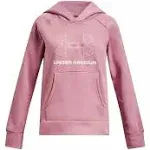 Under Armour Girls' Rival Fleece Print Hoodie, Small, Pink Elixir