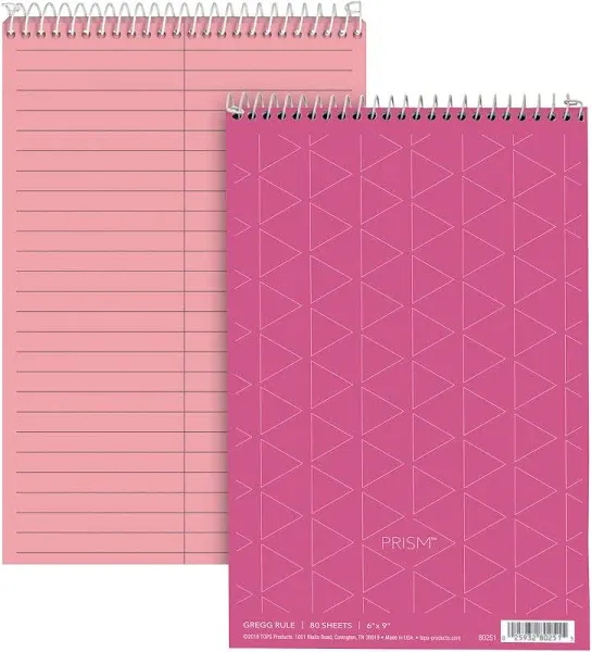 Tops Prism Steno Gregg Rule 6 x 9 Pink 80 Sheets 4/Pack