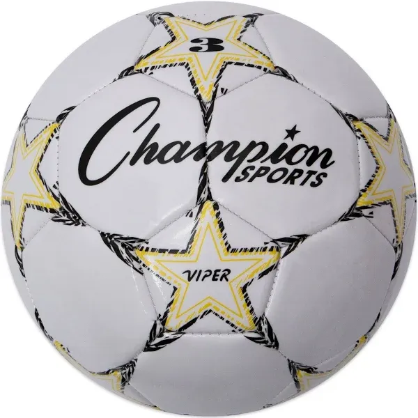 Champion Sports Viper Soccer Ball, Yellow/White, Size 3