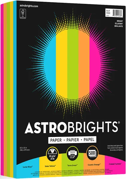 Astrobrights Color Paper Bright Assortment 24lb 8.5 x