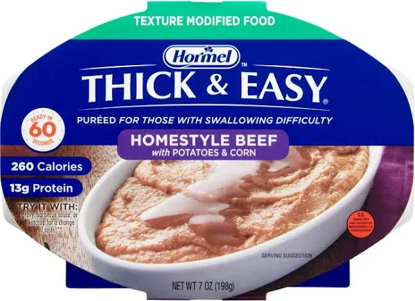 Thick & Easy Purees Puree 7 oz. Tray Beef with Potatoes/Corn Ready to Use