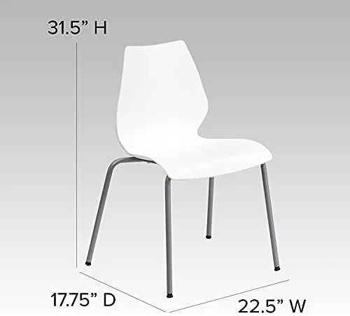 Emma + Oliver Stack Chair with Lumbar Support and Silver Frame