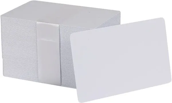 Pack of 100 White CR80 PVC Cards | 20 mil by 100 ID Cards, Blank (20 mil) 