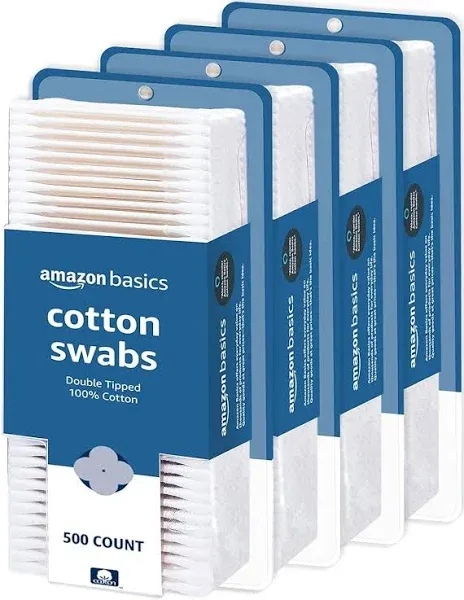 Amazon Basics Cotton Swabs, 500 Count 500 (Pack of 1) 